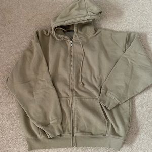 brandy melville christy zip up hoodie - tan